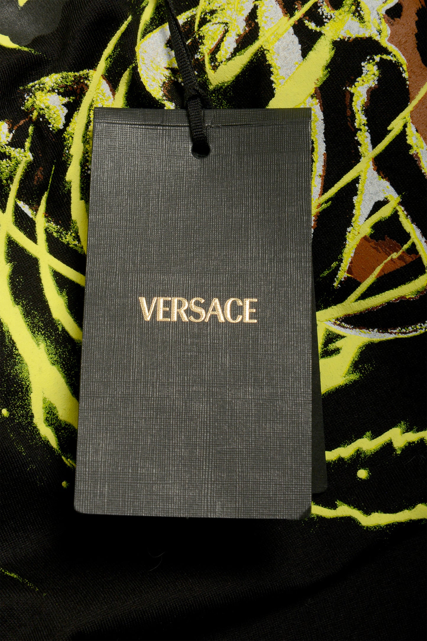 Versace Men's Black Logo Print Graphic Crewneck Short Sleeve T-Shirt US M IT 50