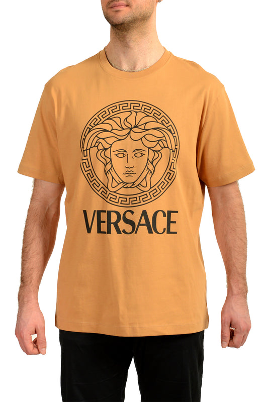 Versace Men's Brown Logo Print Crewneck Short Sleeve T-Shirt US 3XL IT 58