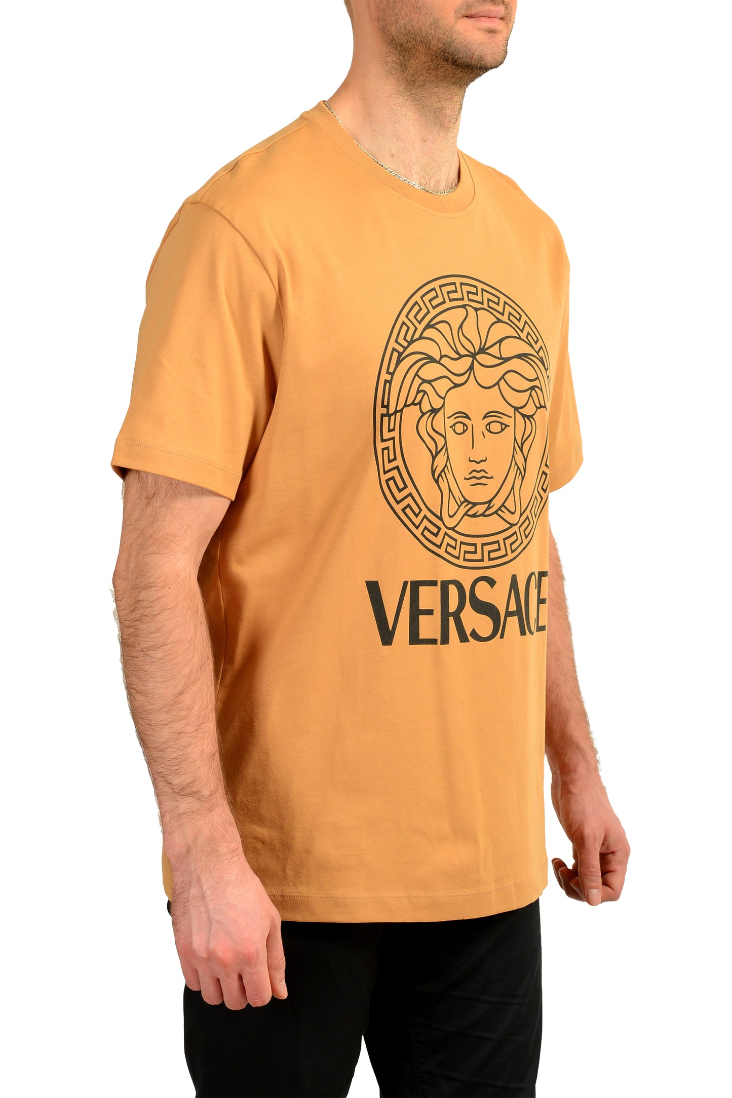 Versace Men's Brown Logo Print Crewneck Short Sleeve T-Shirt US 3XL IT 58