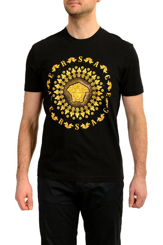 Versace Men's Black Gold Medusa Head Crewneck Short Sleeve T-Shirt US L IT 52