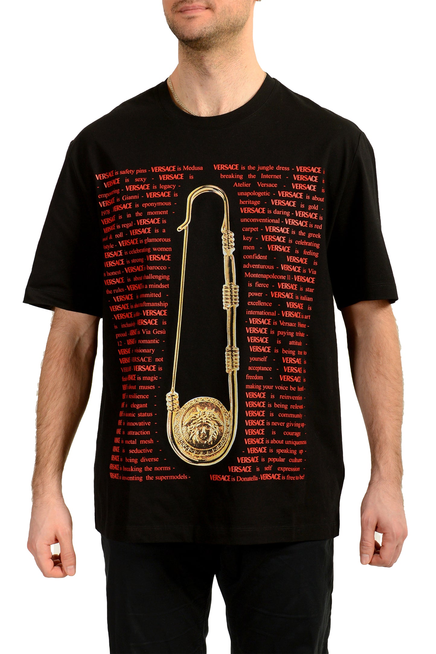 Versace Men's Logo Graphic Print Crewneck Short Sleeve T-Shirt US 2XL IT 56