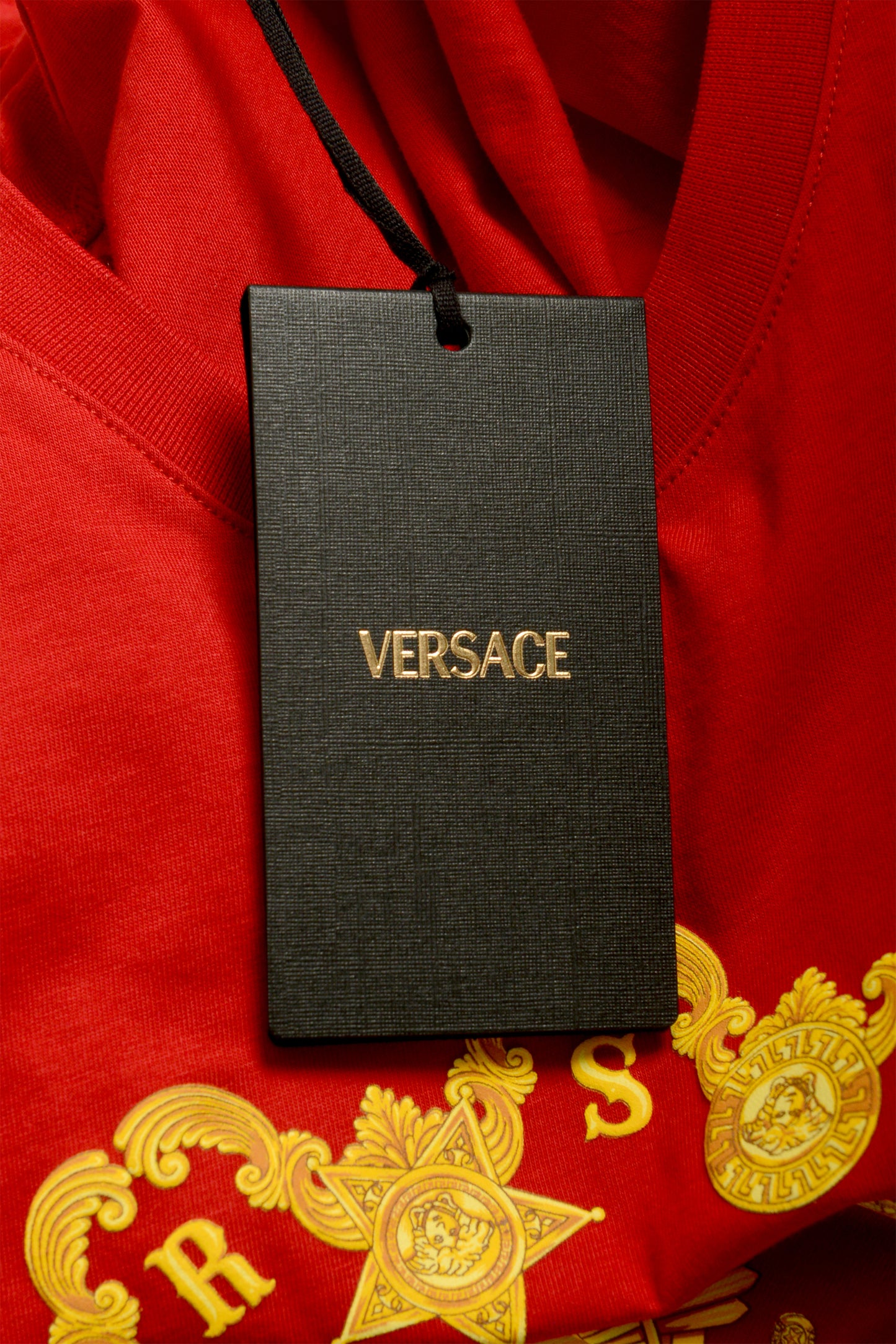 Versace Men's Red Gold Medusa Head Crewneck Short Sleeve T-Shirt US XS IT 46