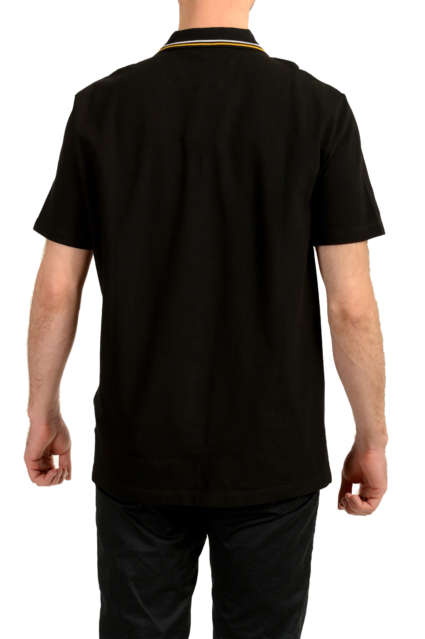 Versace Men's Gold Logo Embroidery Black Short Sleeve Polo Shirt US 2XL IT 56