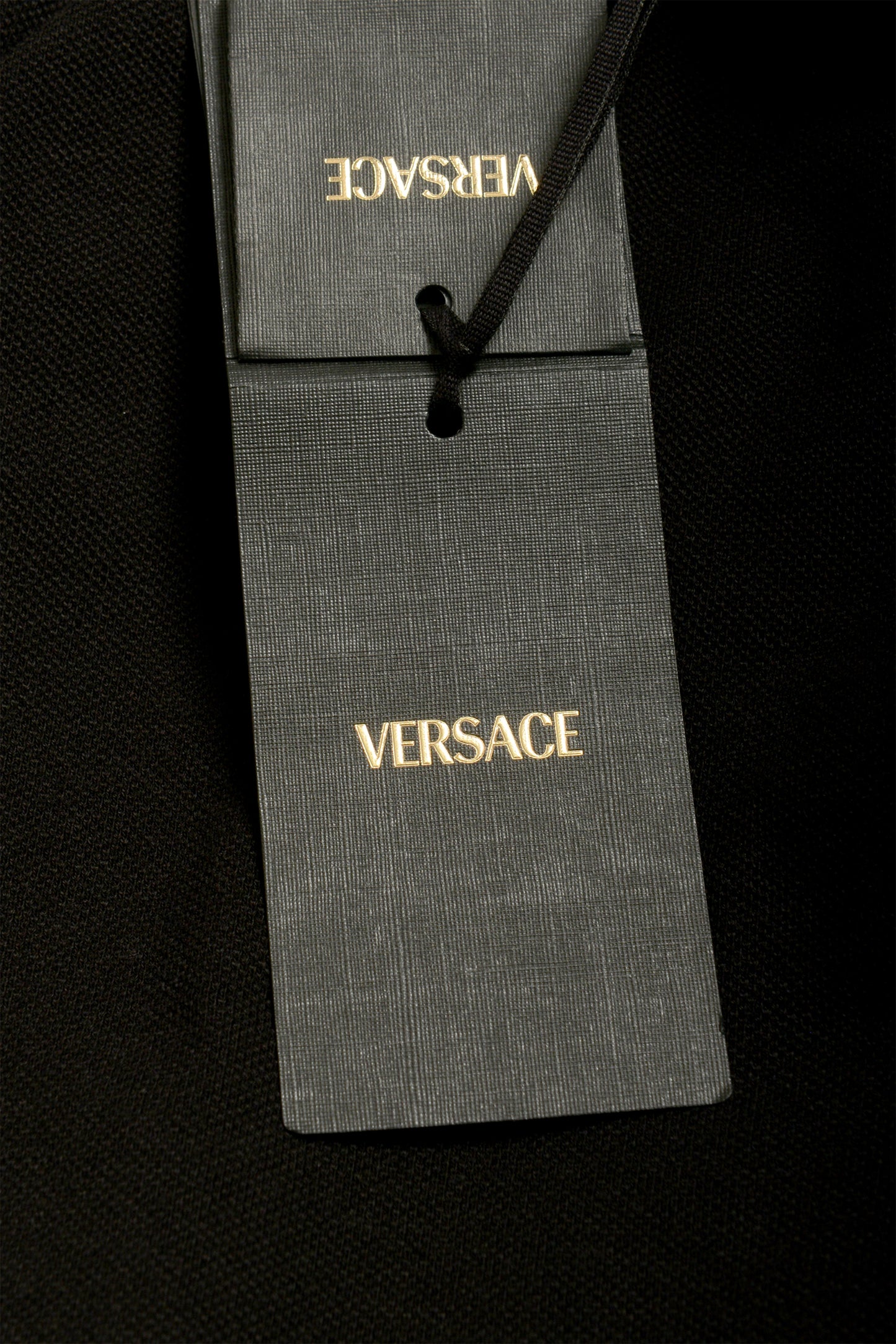 Versace Men's Gold Logo Embroidery Black Short Sleeve Polo Shirt US 2XL IT 56