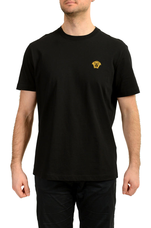 Versace Men's Black Gold Medusa Embroidery Short Sleeve T-Shirt US M IT 50