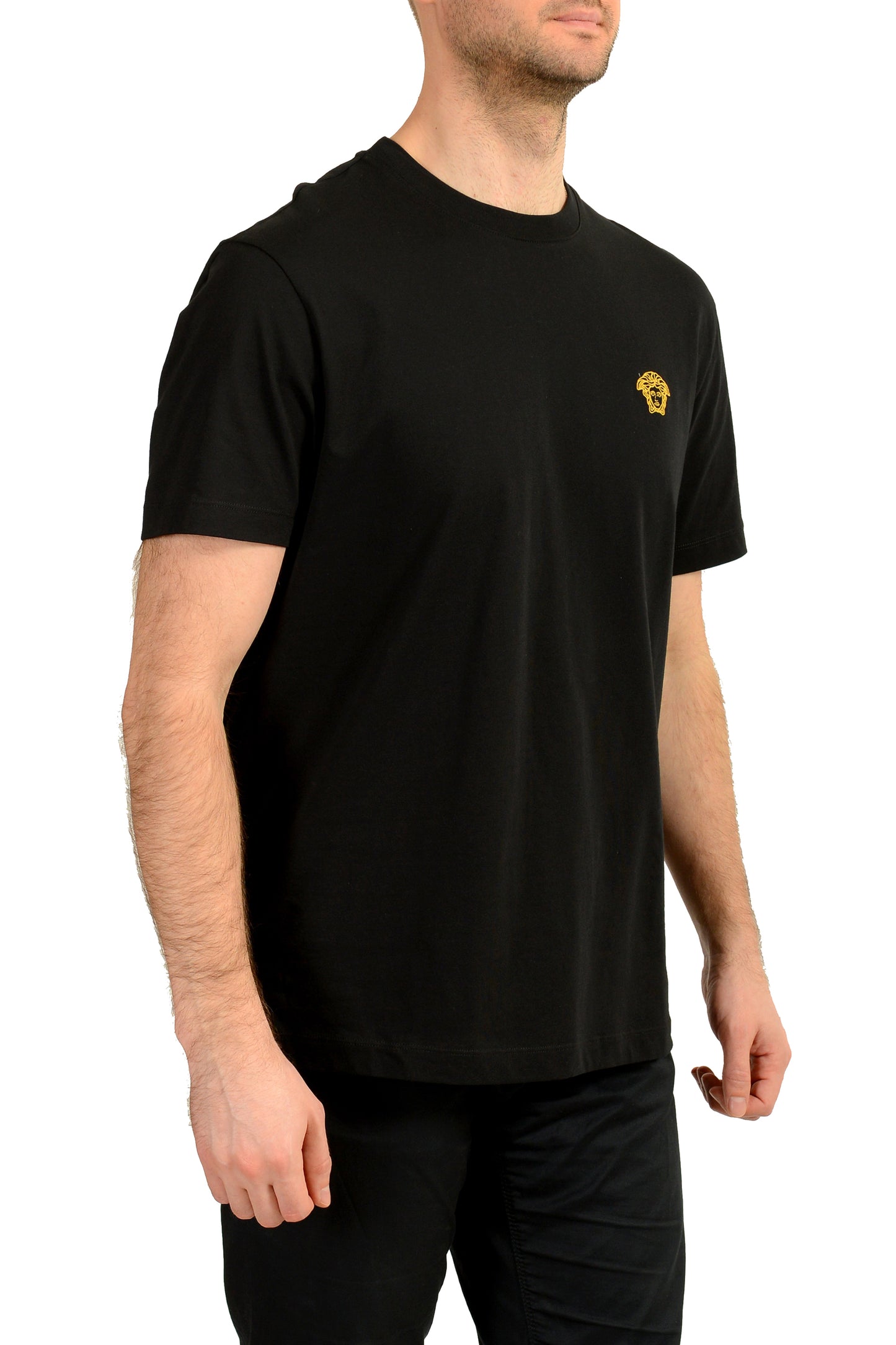 Versace Men's Black Gold Medusa Embroidery Short Sleeve T-Shirt US 2XL IT 56