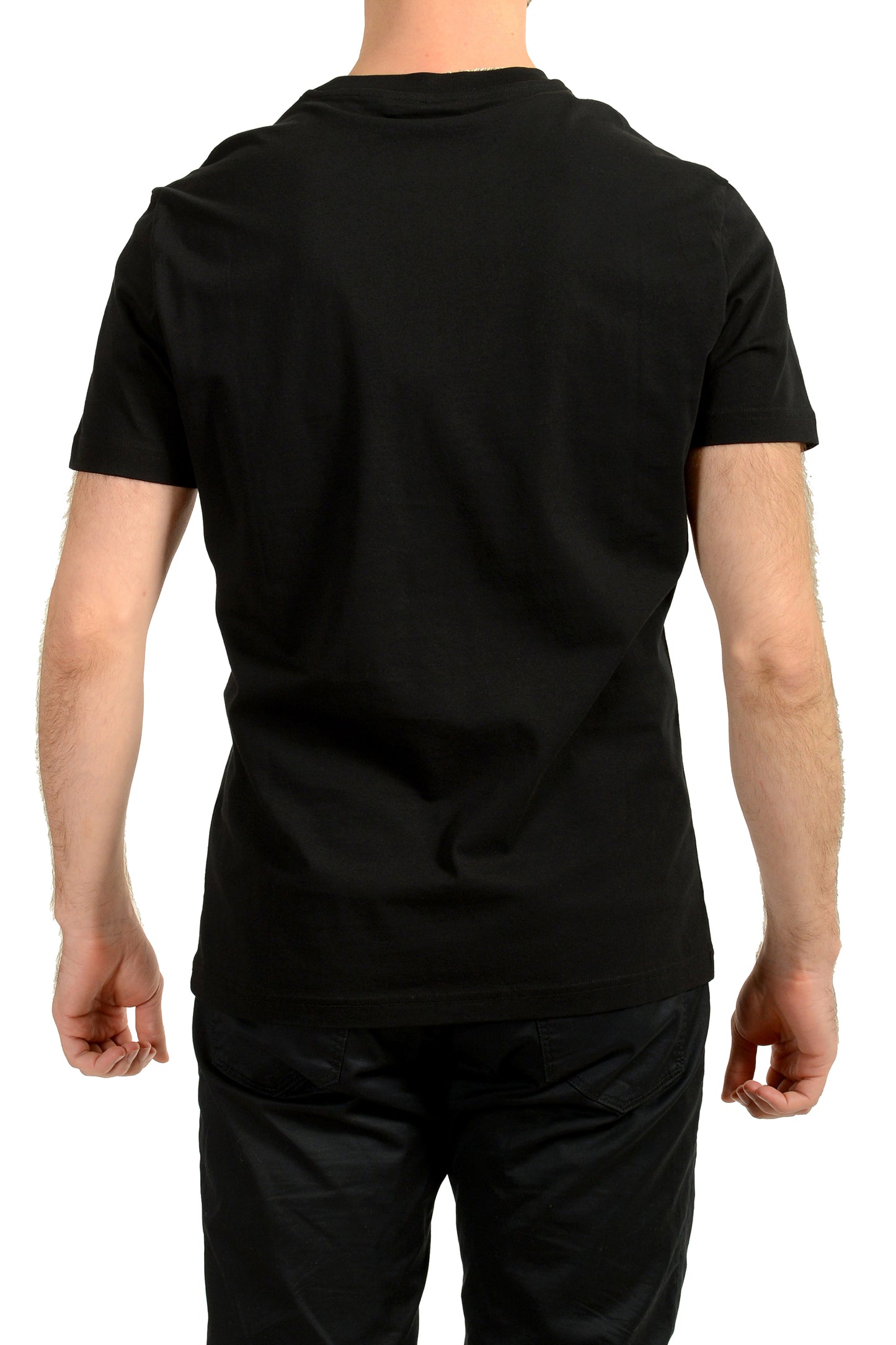 Versace Men's Black Logo Print Crewneck Short Sleeve T-Shirt US M IT 50