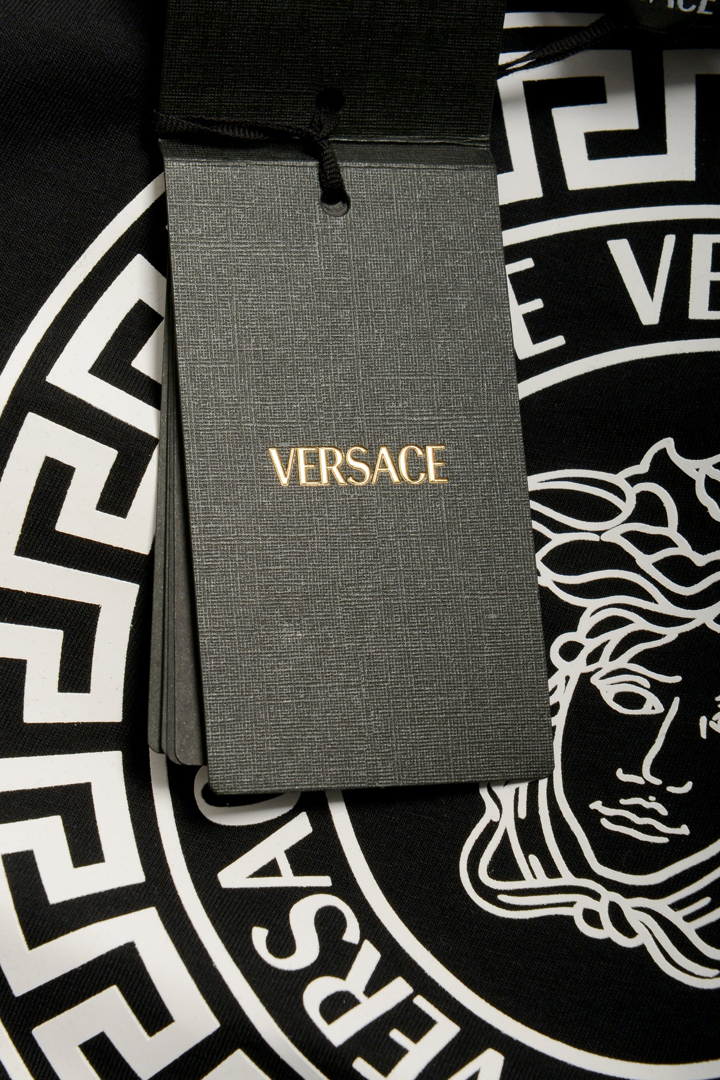 Versace Men's Black Logo Print Crewneck Short Sleeve T-Shirt US M IT 50