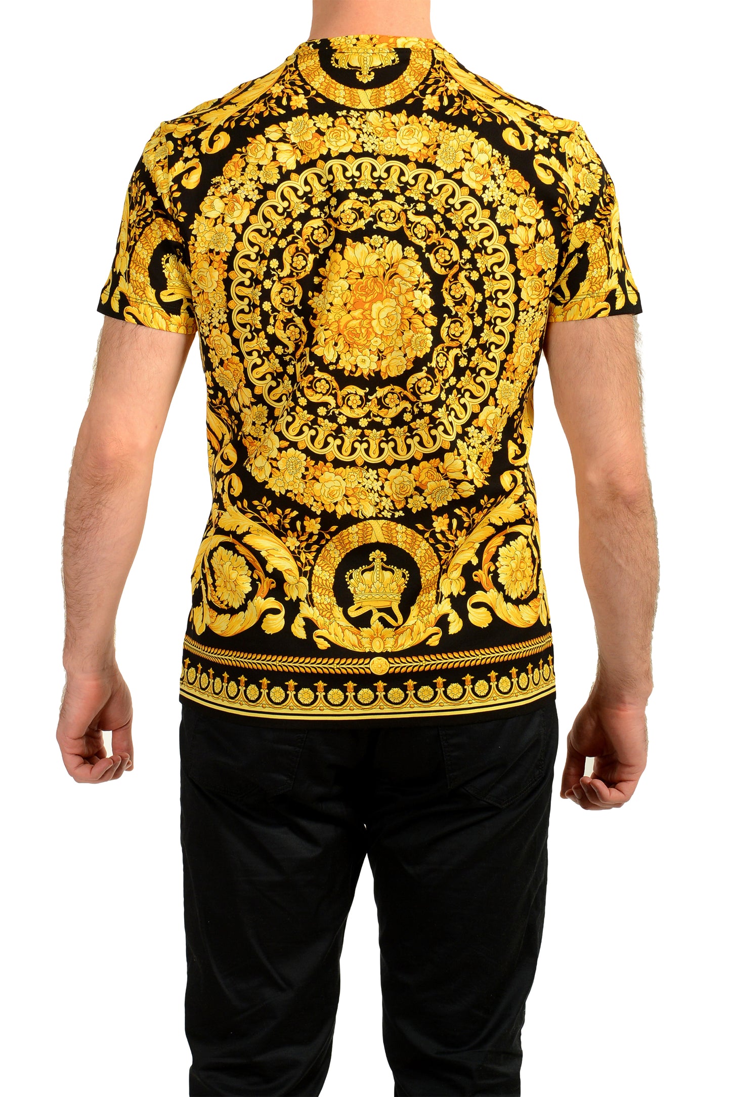 Versace Men's Barocco Print Crewneck Organic Cotton T-Shirt US L IT 52