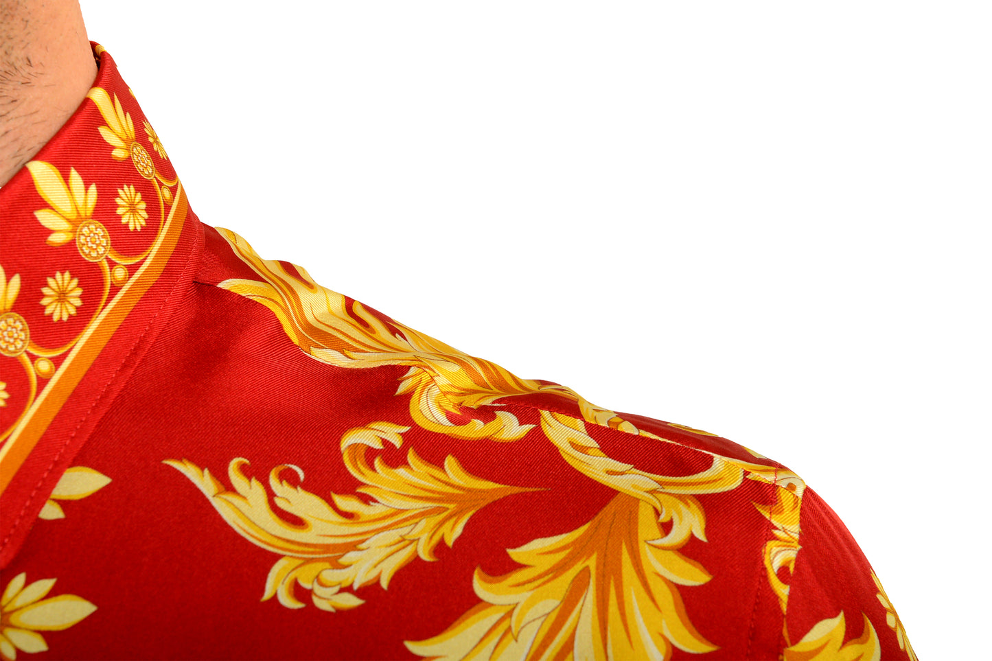 Versace Men's Signature Print 100% Silk Long Sleeve Shirt US XL IT 54