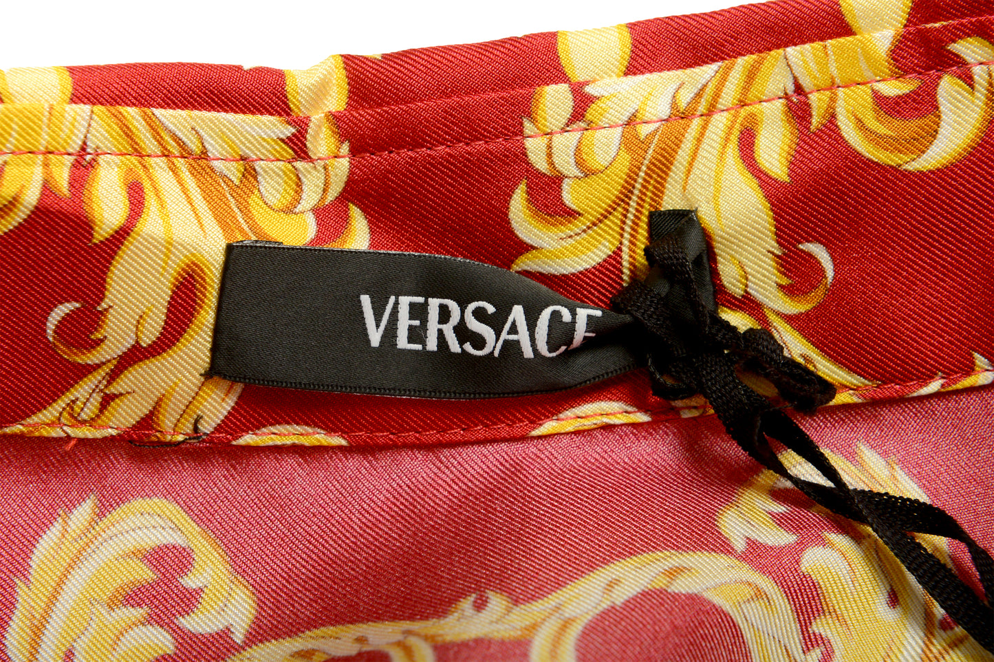 Versace Men's Signature Print 100% Silk Long Sleeve Shirt US XL IT 54
