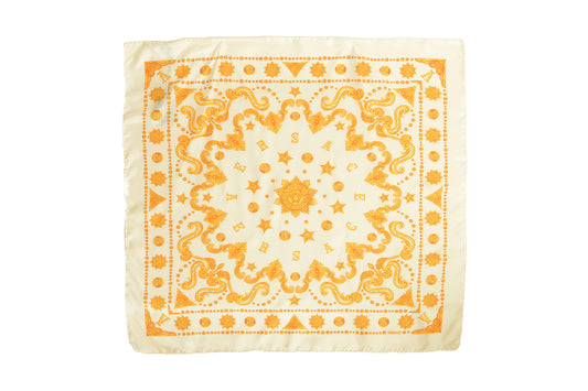 Versace Ivory & Gold Versace Signature Print 100% Silk Shawl Scarf Bandana