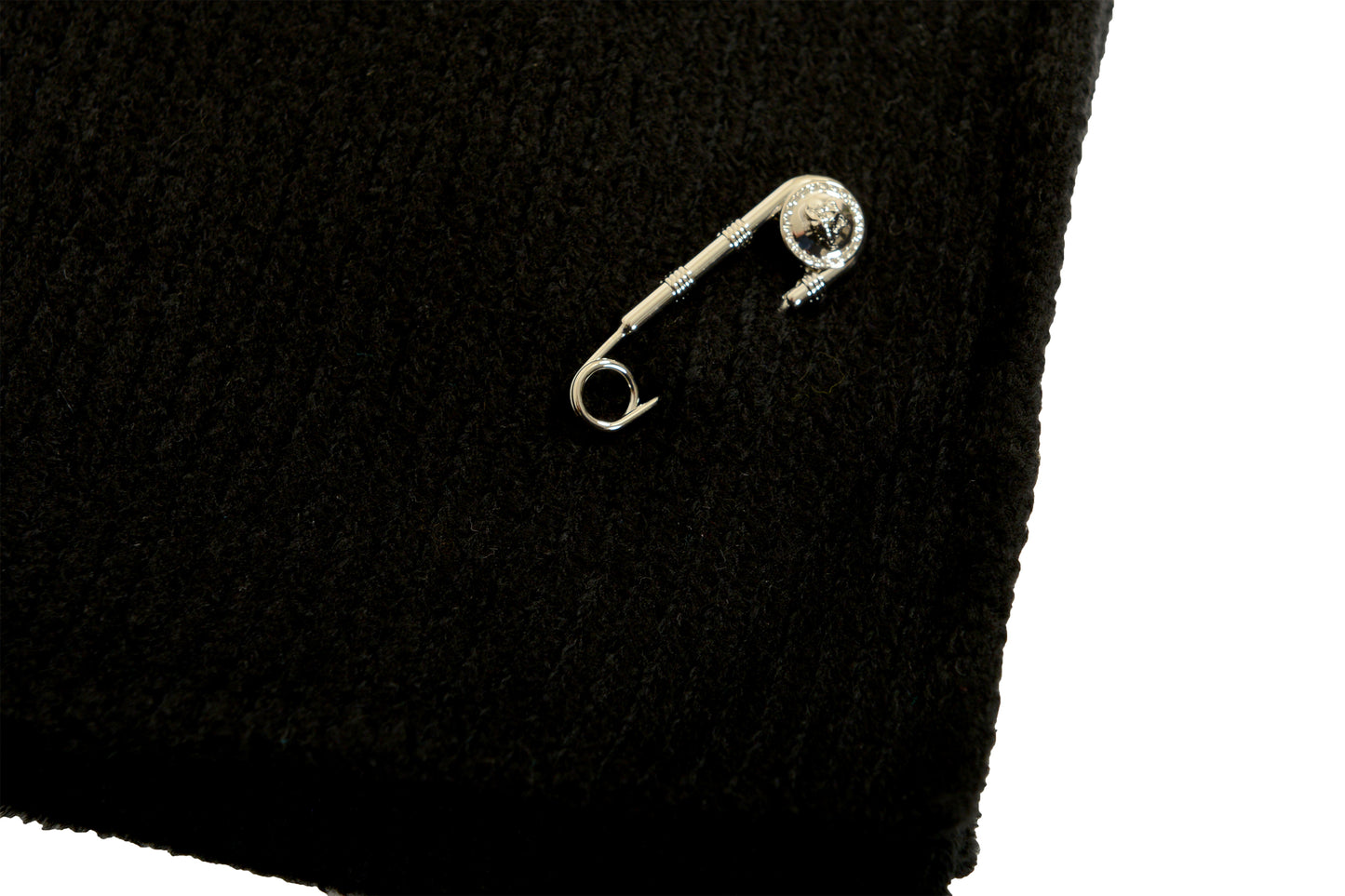 Versace Unisex Black Wool Ribbed Knitted Scarf