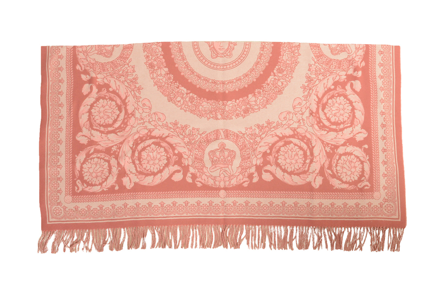 Versace "Crete De Fleur" Pink Rose Wool Cashmere Blanket Throw