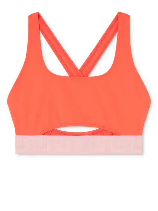 Versace Women's Coral Pink Greeca Print Swimsuit Top Versace Sz 4 US L IT 44