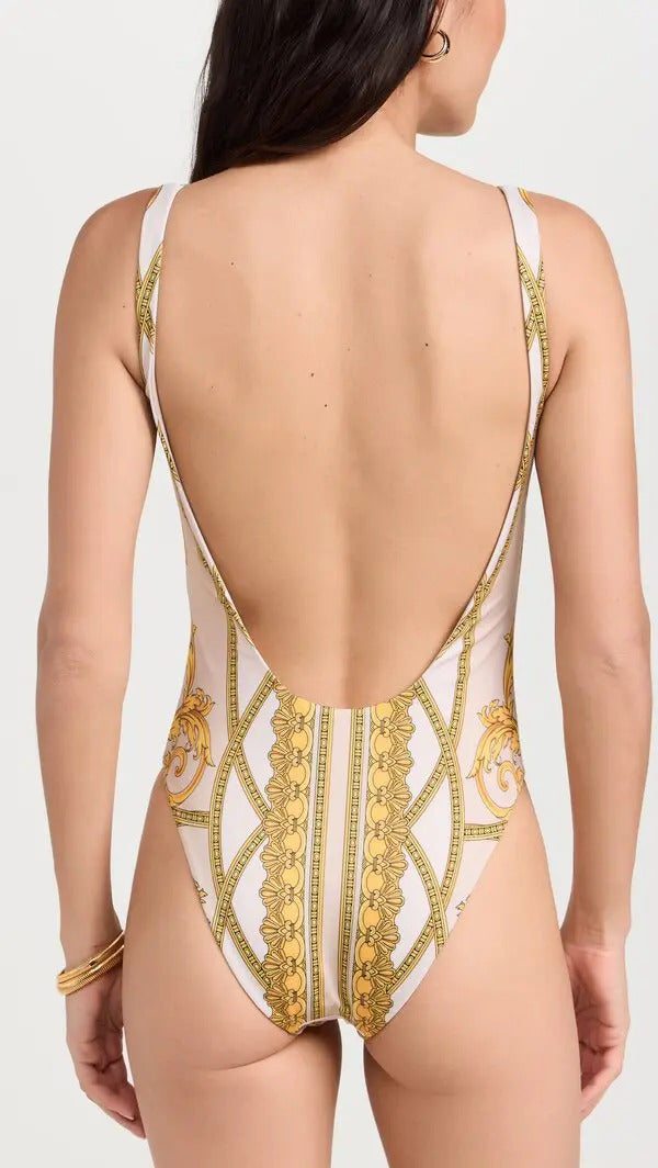 Versace Women's Barocco Print One Piece Swimsuit Versace sz 4 US L IT 44