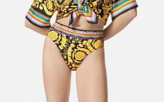 Versace Women's "Barocco" High Waist Swim Slip Bikini Versace Sz 2 US S IT 40