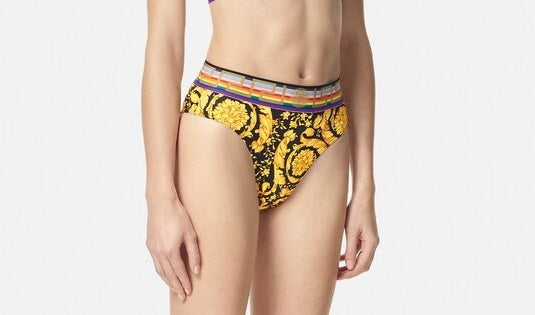 Versace Women's "Barocco" High Waist Swim Slip Bikini Versace Sz 2 US S IT 40