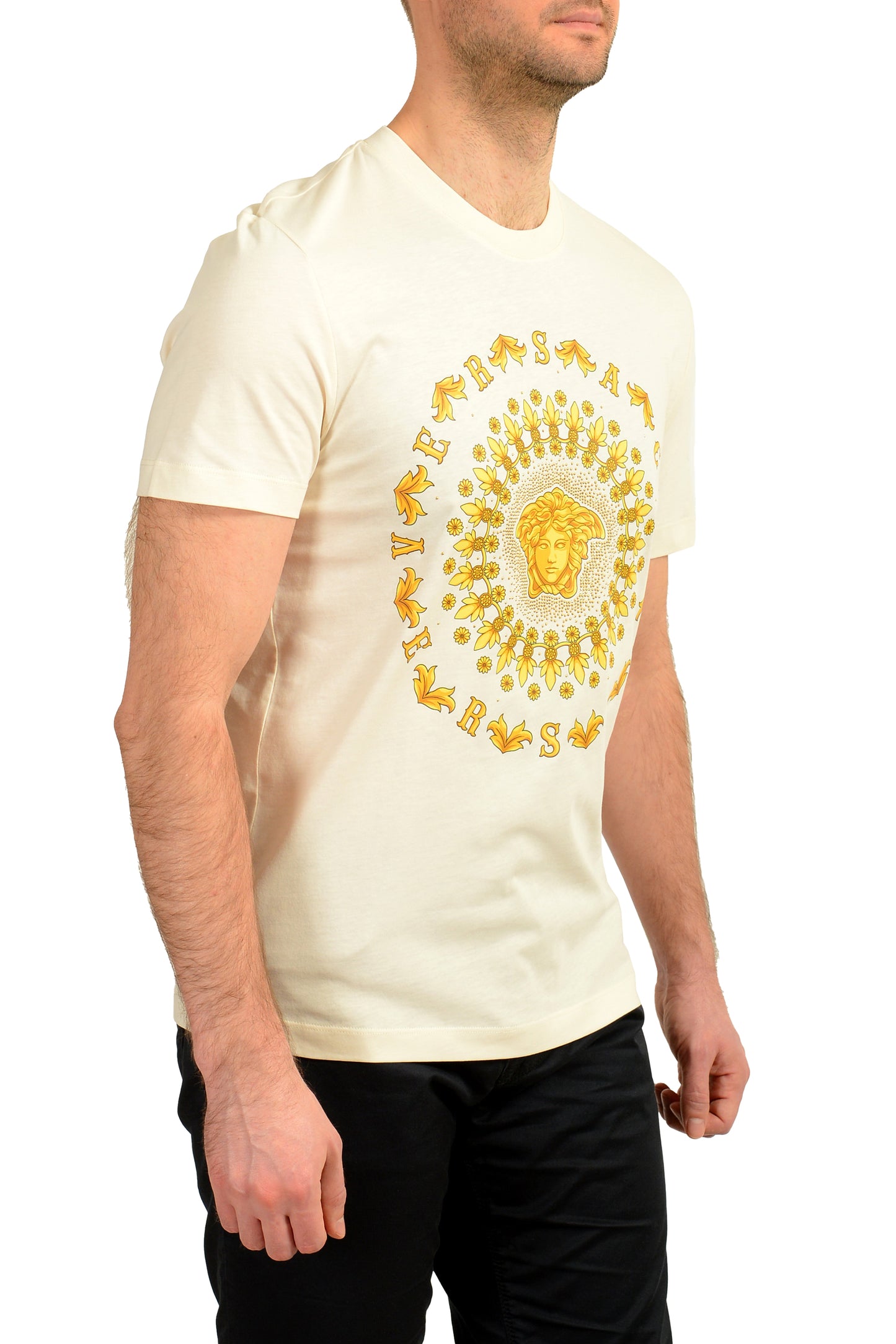 Versace Men's Medusa Head Embellishment Crewneck Short Sleeve T-Shirt US M IT 50