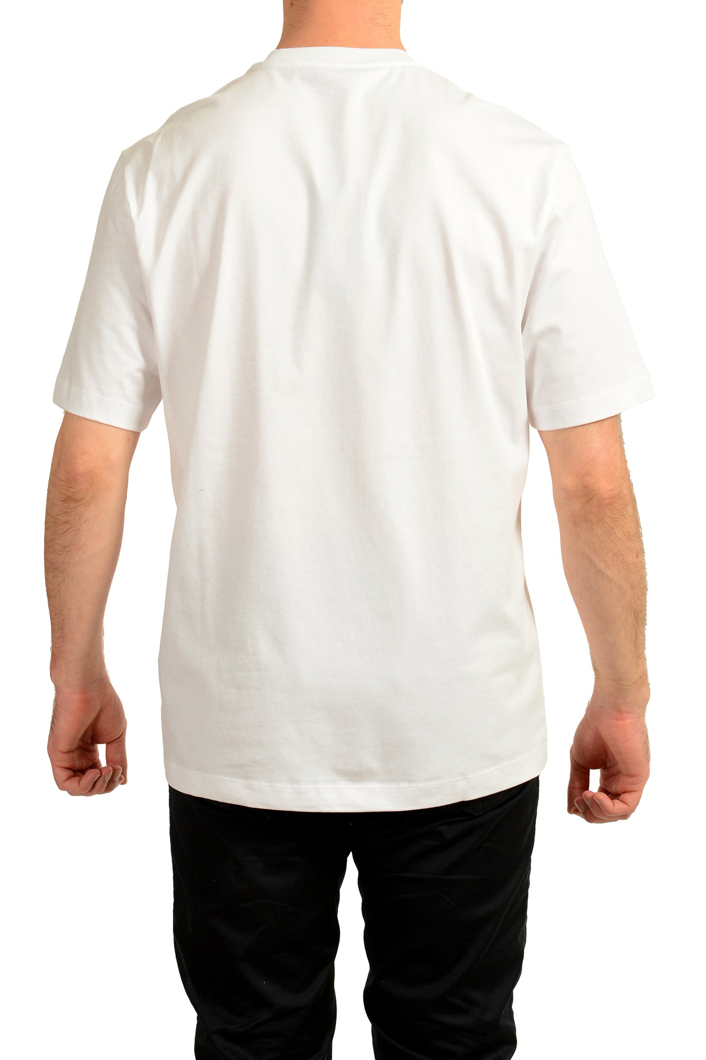 Versace Men's White Logo Print Crewneck Short Sleeve T-Shirt US M IT 50