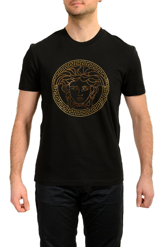 Versace Men's Gold Logo Medusa Embellishment Crewneck T-Shirt US L IT 52