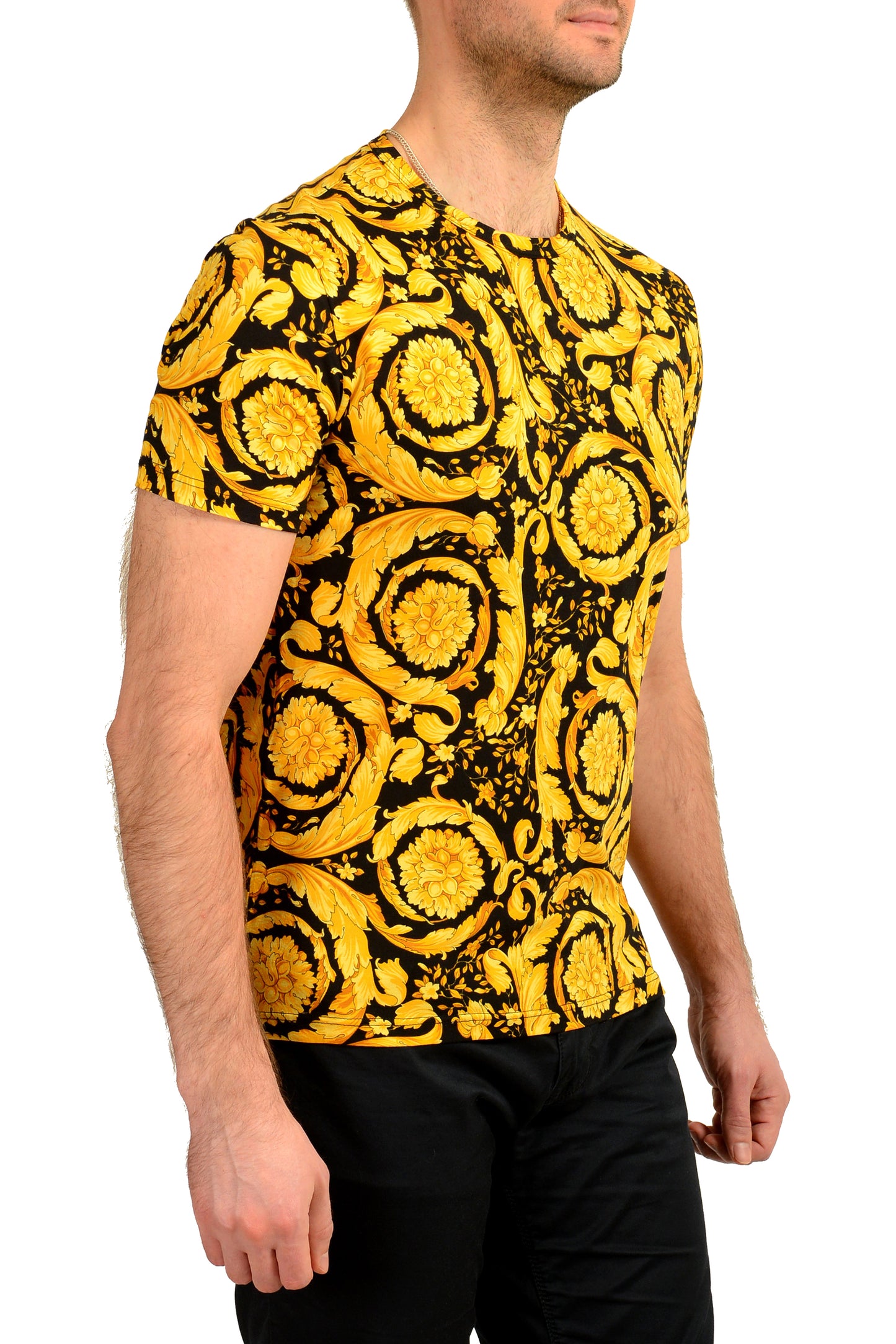 Versace Men's Gold Barocco Print Crewneck T-Shirt Versace sz 4 US S IT 48