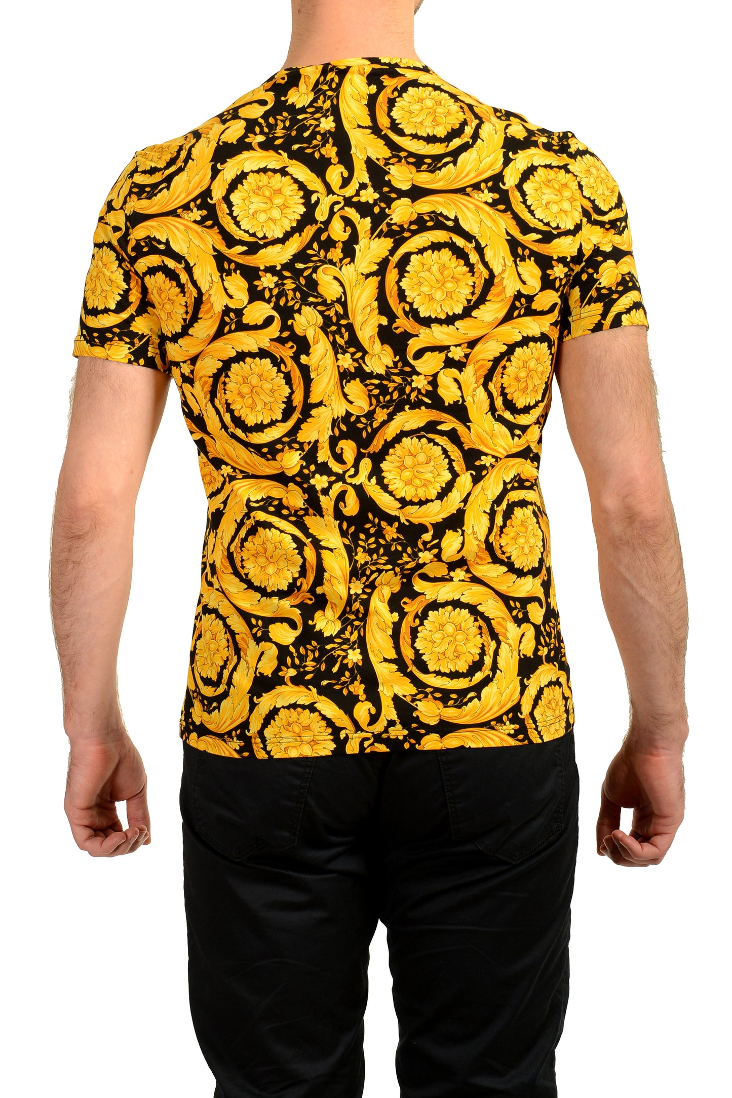 Versace Men's Gold Barocco Print Crewneck T-Shirt Versace sz 4 US S IT 48