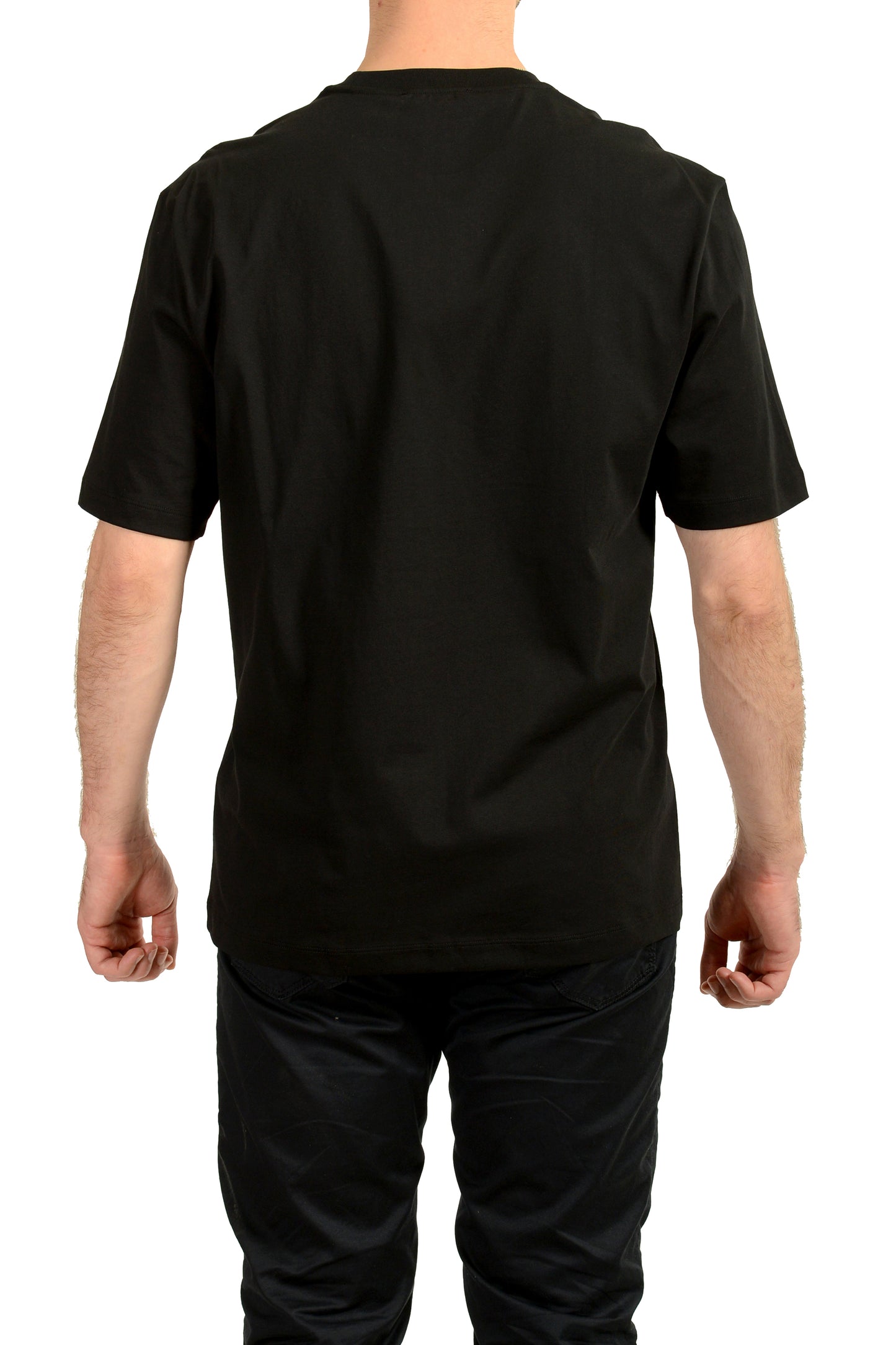 Versace Men's Black Logo Print Crewneck Short Sleeve T-Shirt US M IT 50