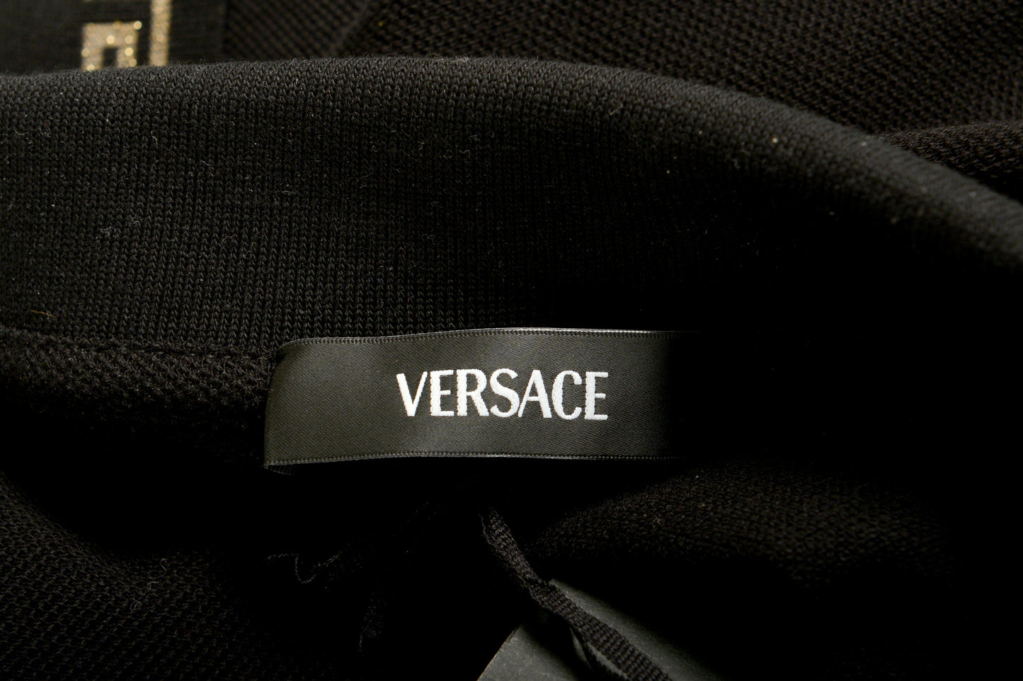 Versace Men's Gold Embroidery Black Short Sleeve Polo Shirt US XL IT 54
