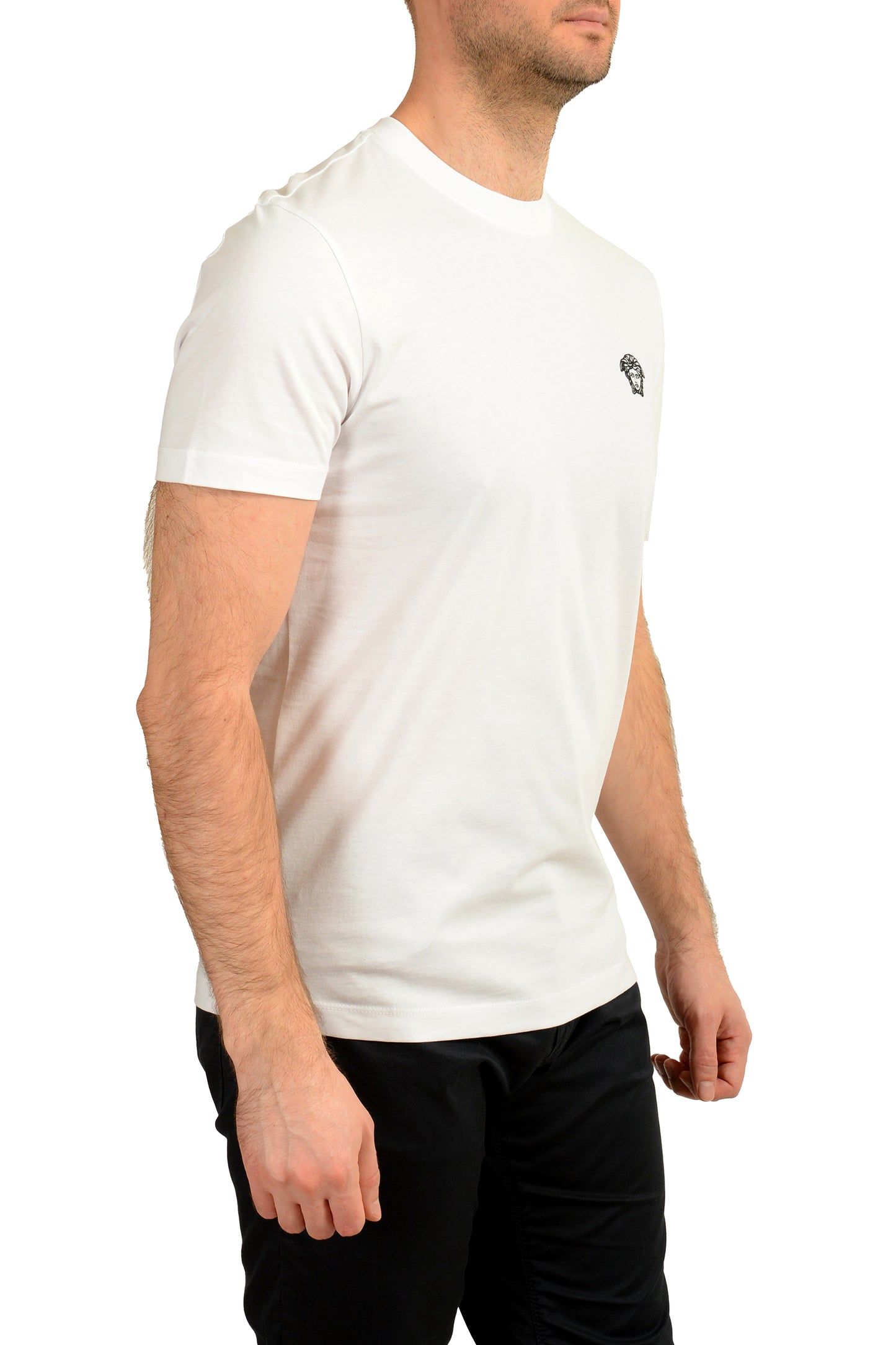 Versace Men's White Black Medusa Embroidery Short Sleeve T-Shirt US M IT 50