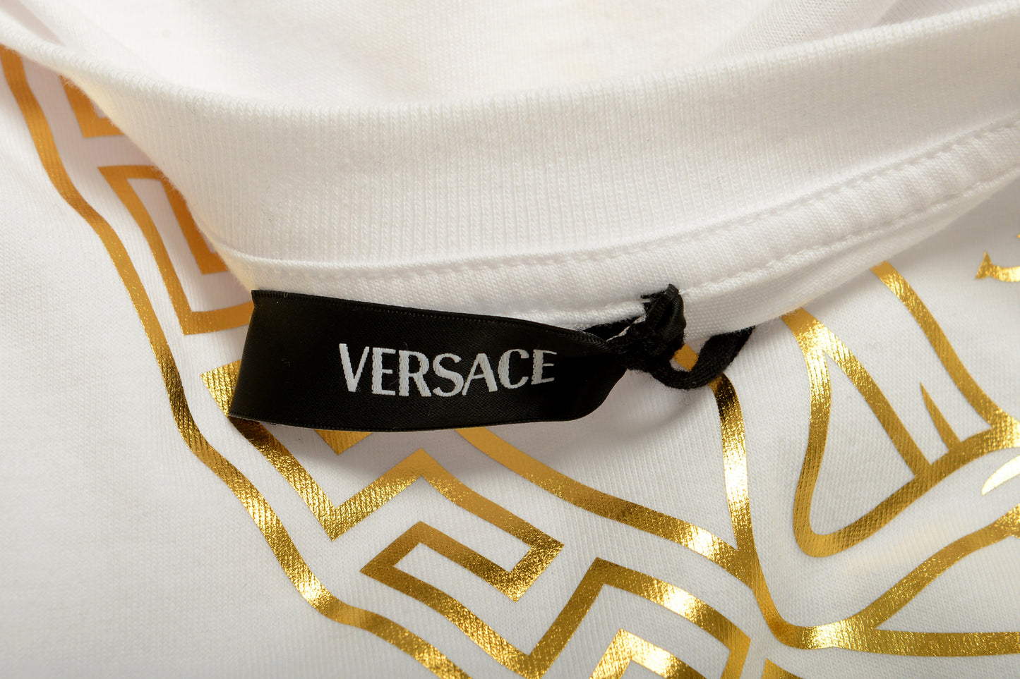 Versace Men's Gold Medusa Print White Short Sleeve Crewneck T-Shirt US L IT 52