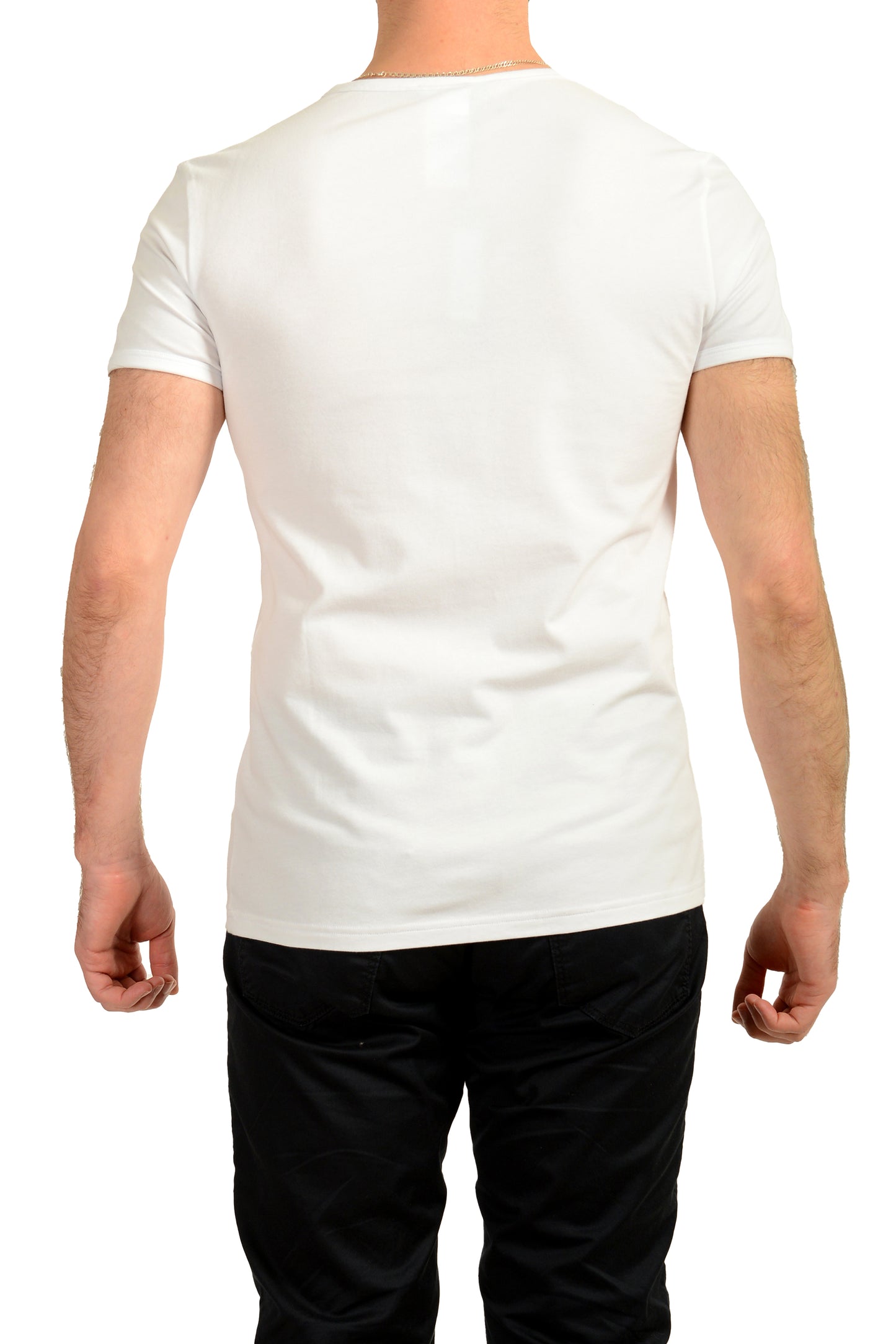 Versace Men's Gold Medusa Print White V-Neck T-Shirt Versace sz 5 US M IT 50