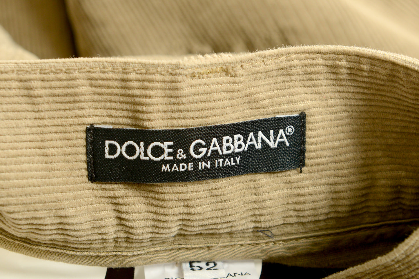 Dolce & Gabbana "14" Men's Beige Corduroy Distressed Look Pants US 36 IT 52