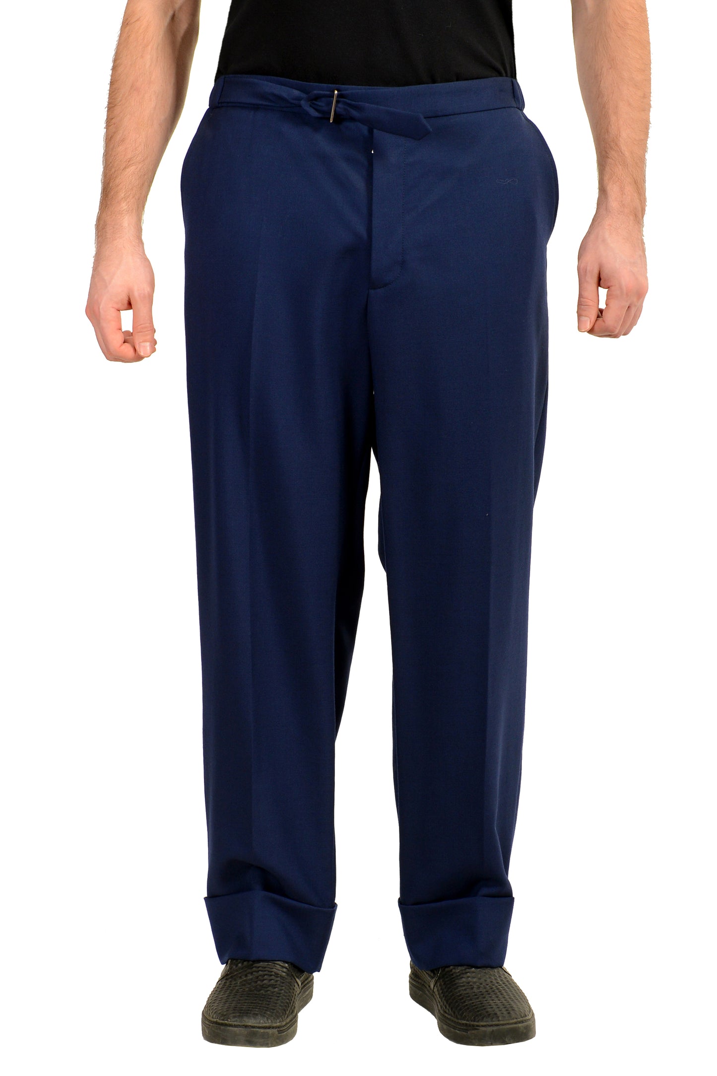 Gucci Men's Deep Blue Wool Mohair Flat Front Casual Pants US 40 IT 56
