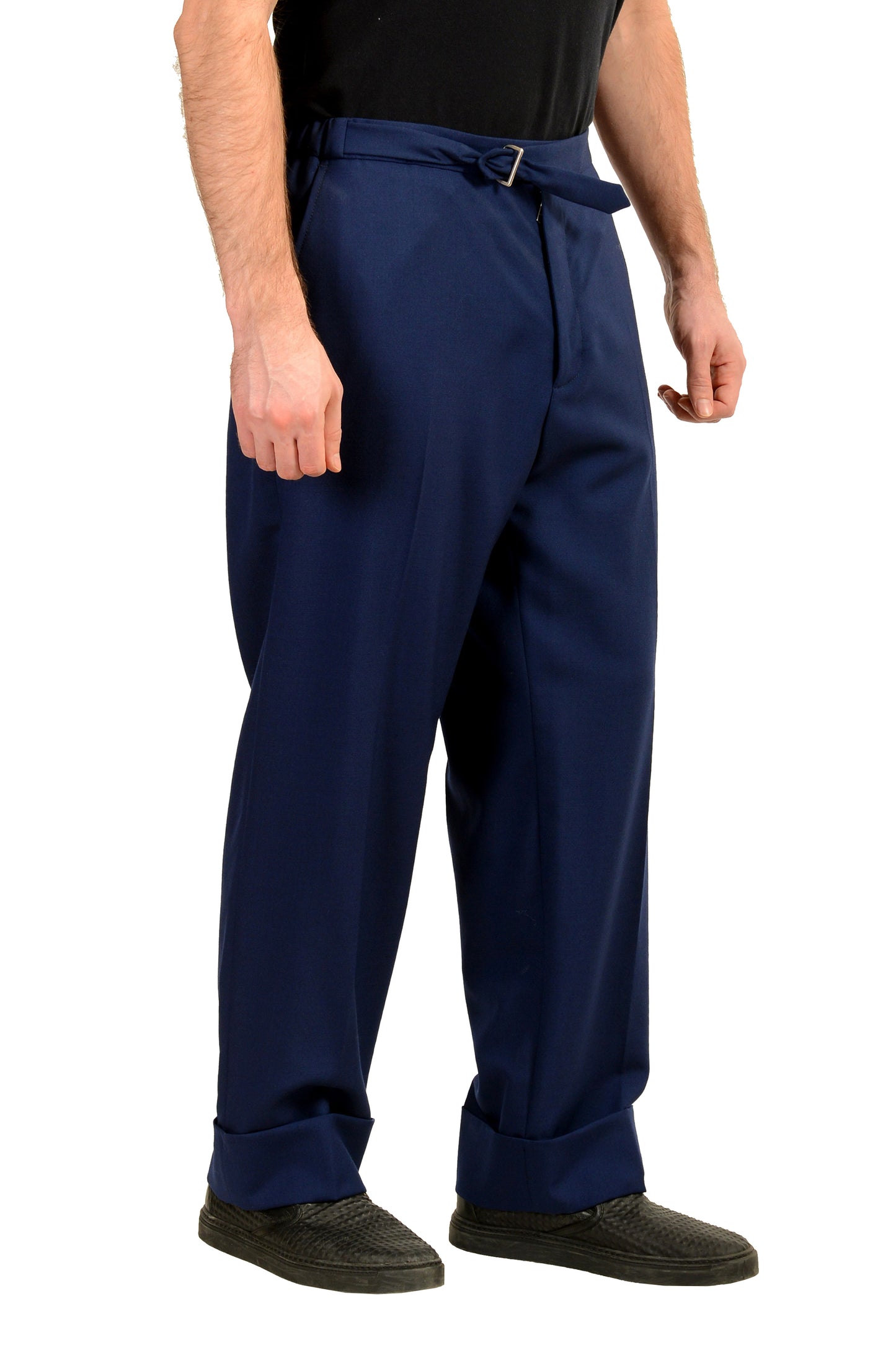 Gucci Men's Deep Blue Wool Mohair Flat Front Casual Pants US 40 IT 56