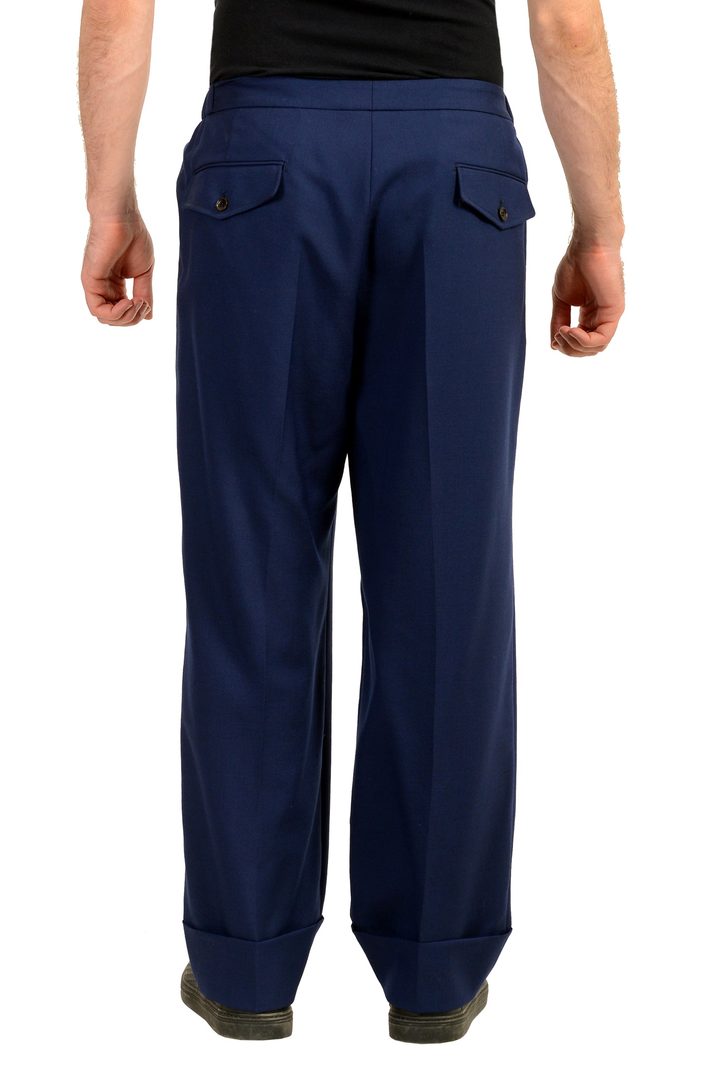 Gucci Men's Deep Blue Wool Mohair Flat Front Casual Pants US 40 IT 56
