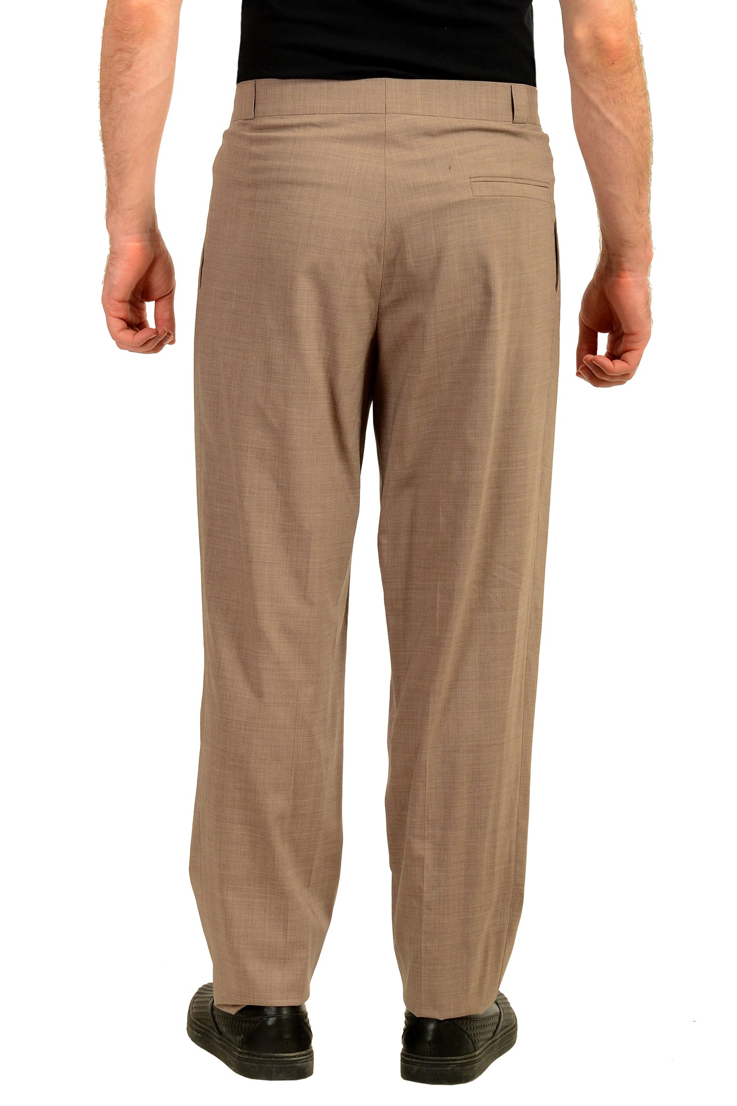 Versace Men's Beige Wool Pleated Front Dress Pants US 34 IT 50