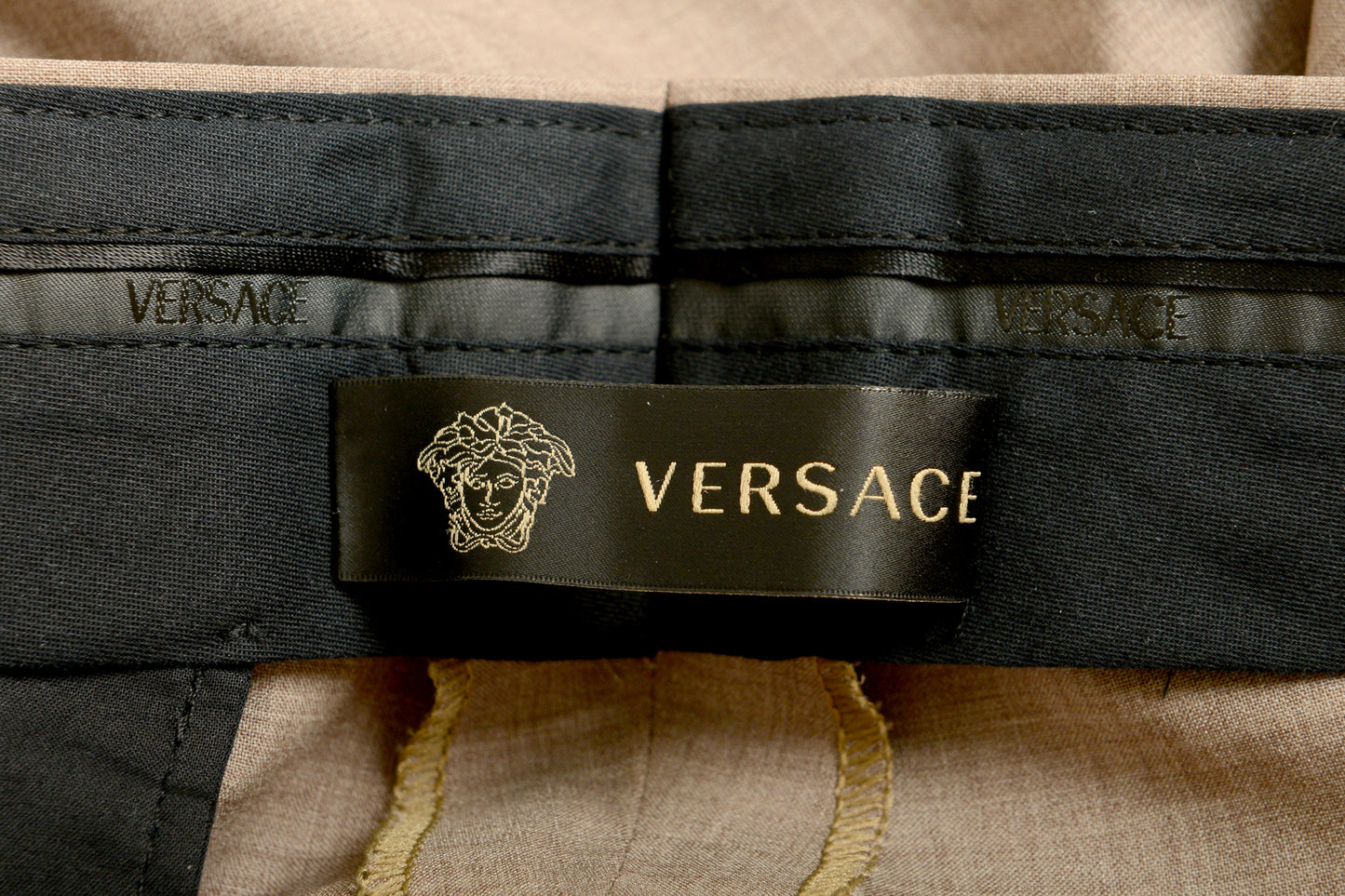 Versace Men's Beige Wool Pleated Front Dress Pants US 34 IT 50