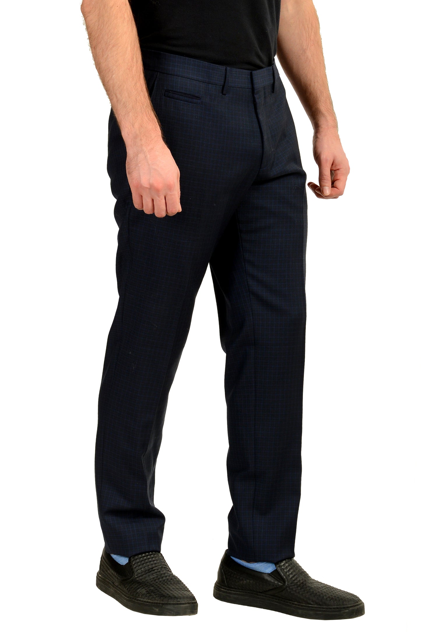 Hugo Boss Men's "Wilhelm4" Blue Plaid 100% Wool Dress Pants US 36R IT 52R