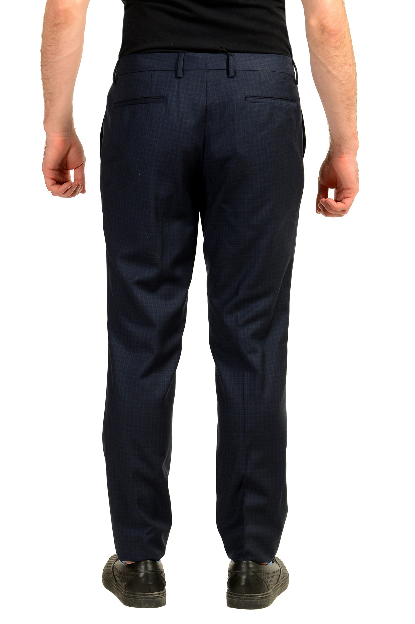 Hugo Boss Men's "Wilhelm4" Blue Plaid 100% Wool Dress Pants US 36R IT 52R