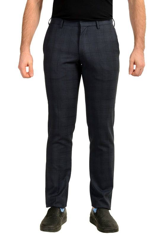 Hugo Boss Men's "Genesis3" 100% Wool Blue Plaid Dress Pants US 30R IT 46R