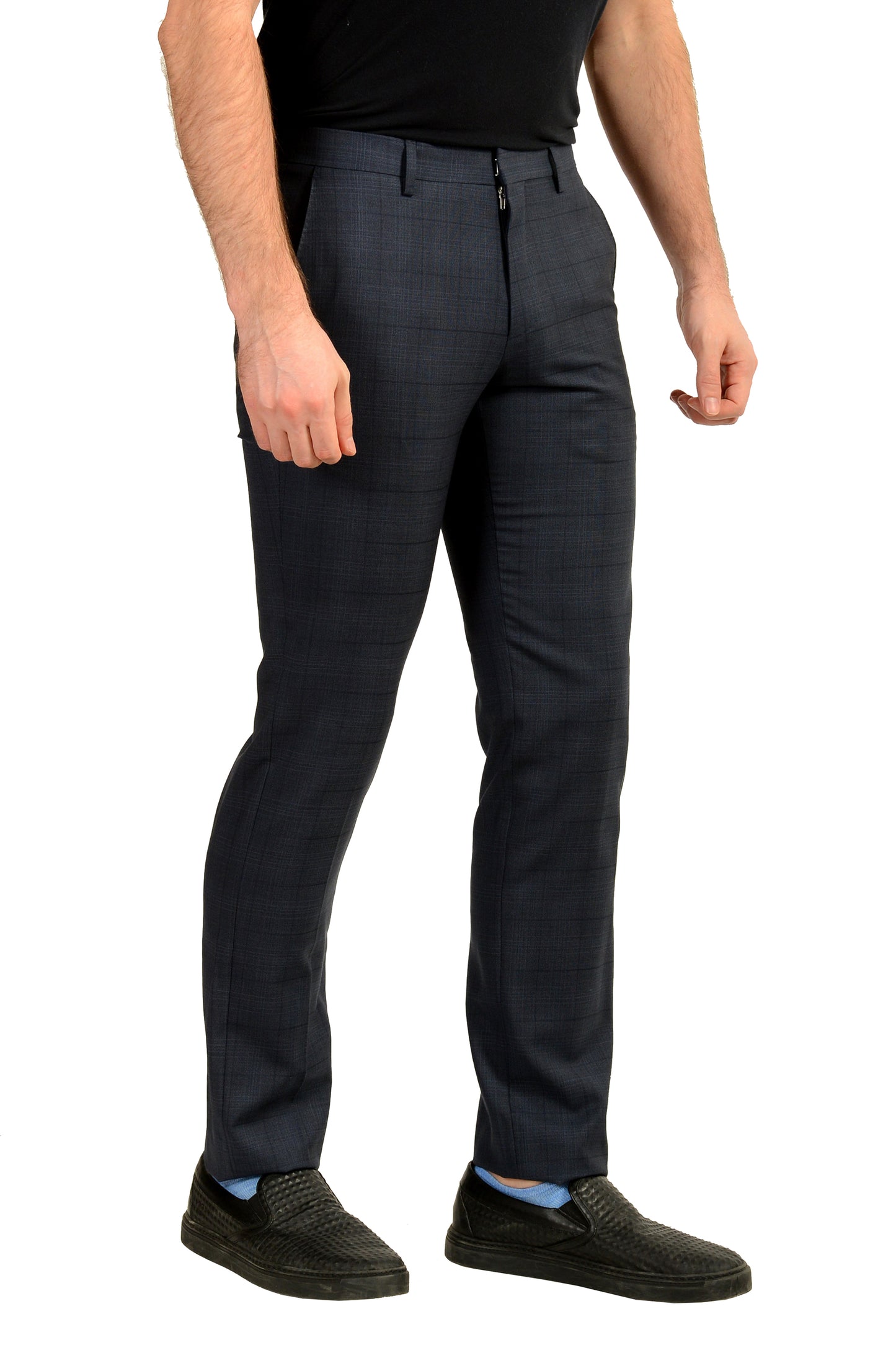 Hugo Boss Men's "Genesis3" 100% Wool Blue Plaid Dress Pants US 30R IT 46R