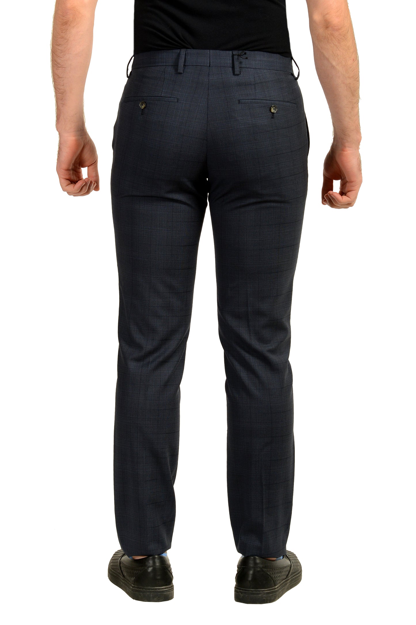 Hugo Boss Men's "Genesis3" 100% Wool Blue Plaid Dress Pants US 30R IT 46R