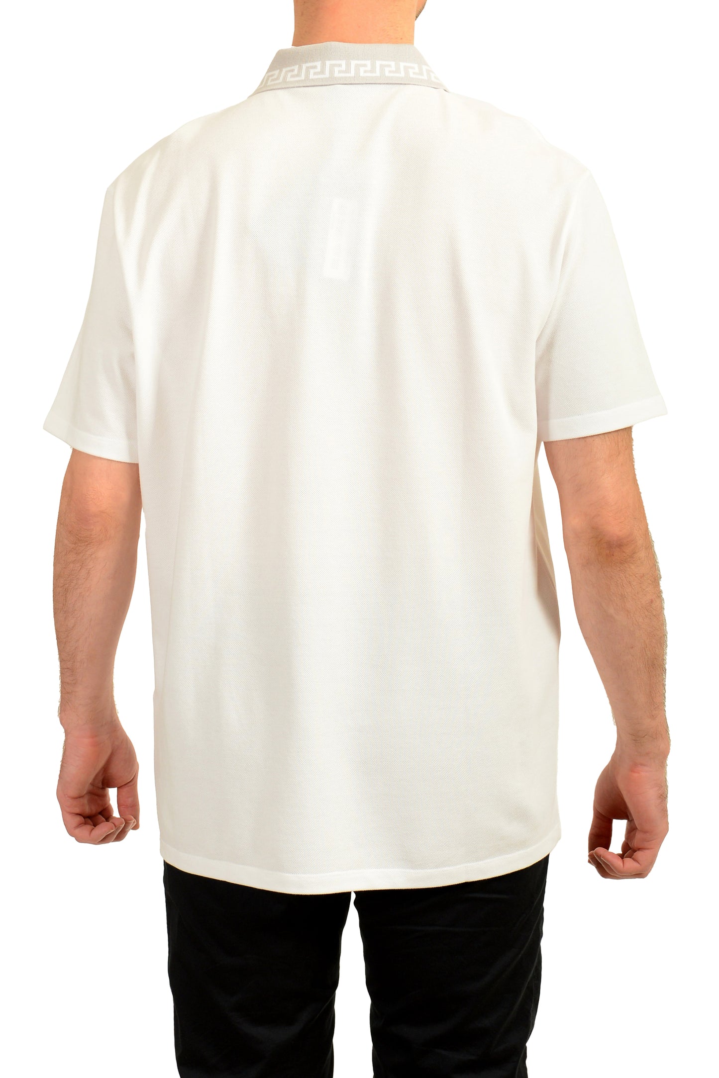Versace Men's White Short Sleeve Logo Embroidery Polo Shirt US 4XL IT 60