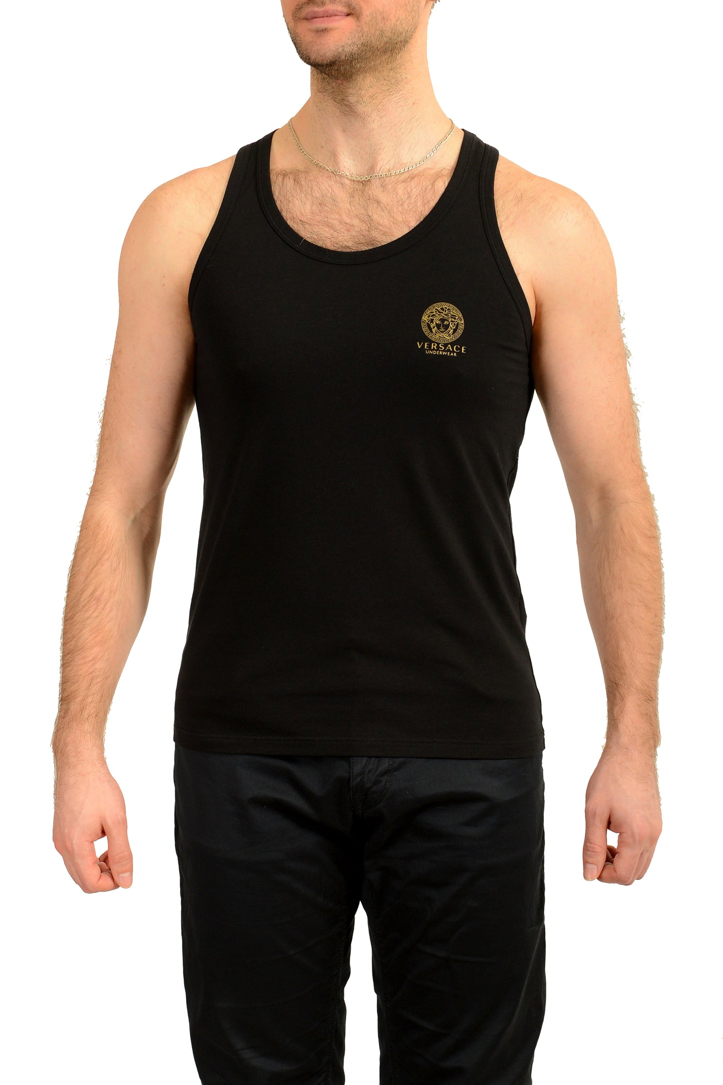 Versace Men's Black Crewneck Sleeveless T-Shirt Tank Versace Sz 4 US S IT 48