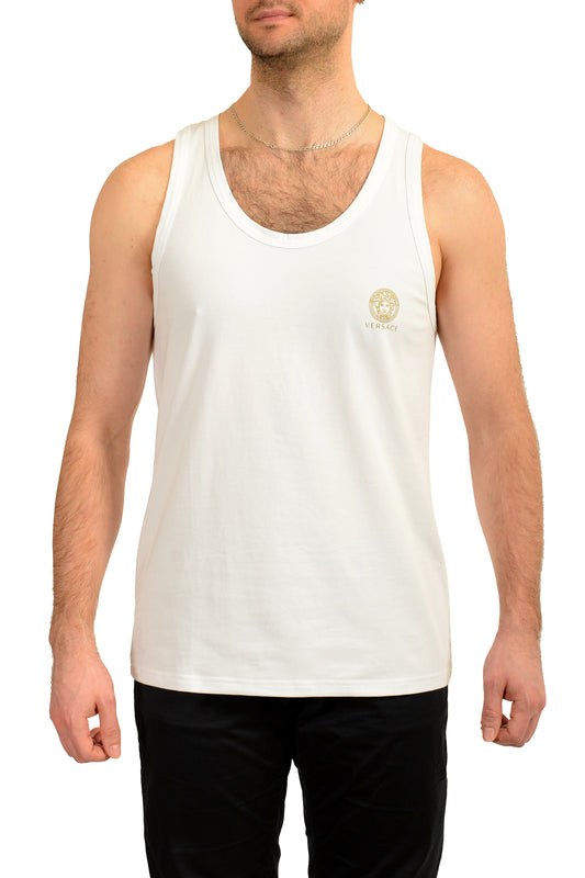 Versace Men's White Crewneck Sleeveless T-Shirt Tank Versace Sz 7 US XL IT 54