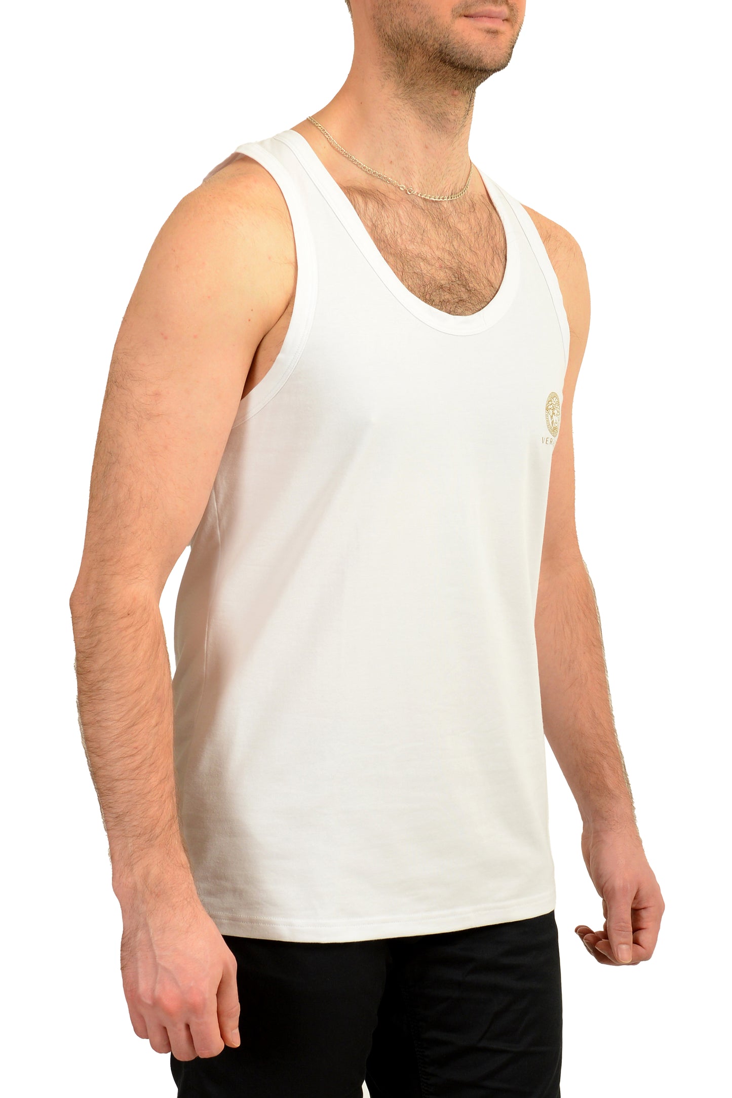 Versace Men's White Crewneck Sleeveless T-Shirt Tank Versace Sz 7 US XL IT 54