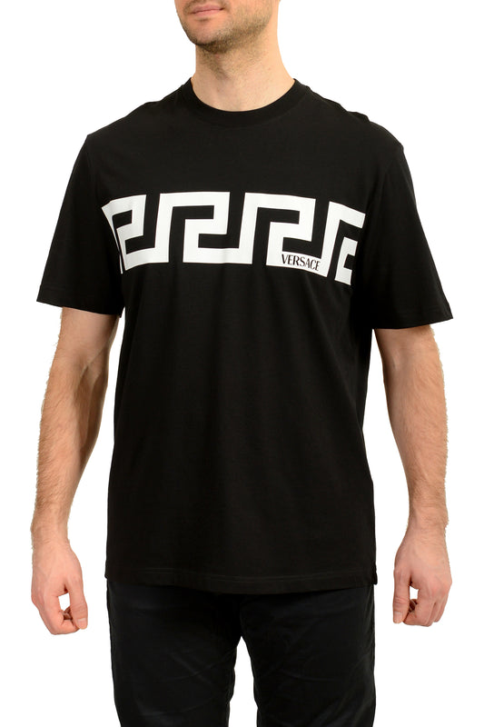 Versace Men's Black Greeca Print Crewneck Short Sleeve T-Shirt US L IT 52