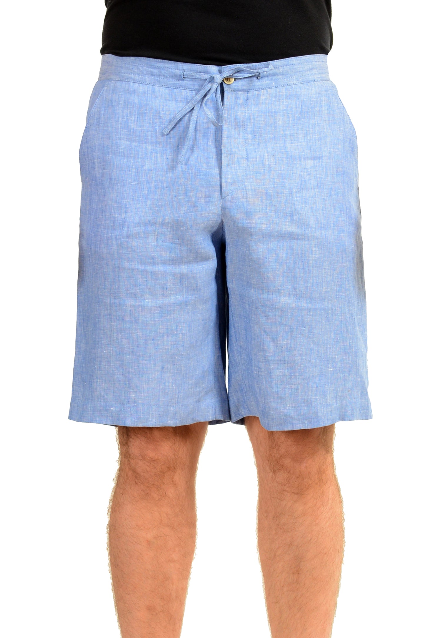 Malo Men's Blue 100% Linen Bermuda Shorts US 32 IT 48