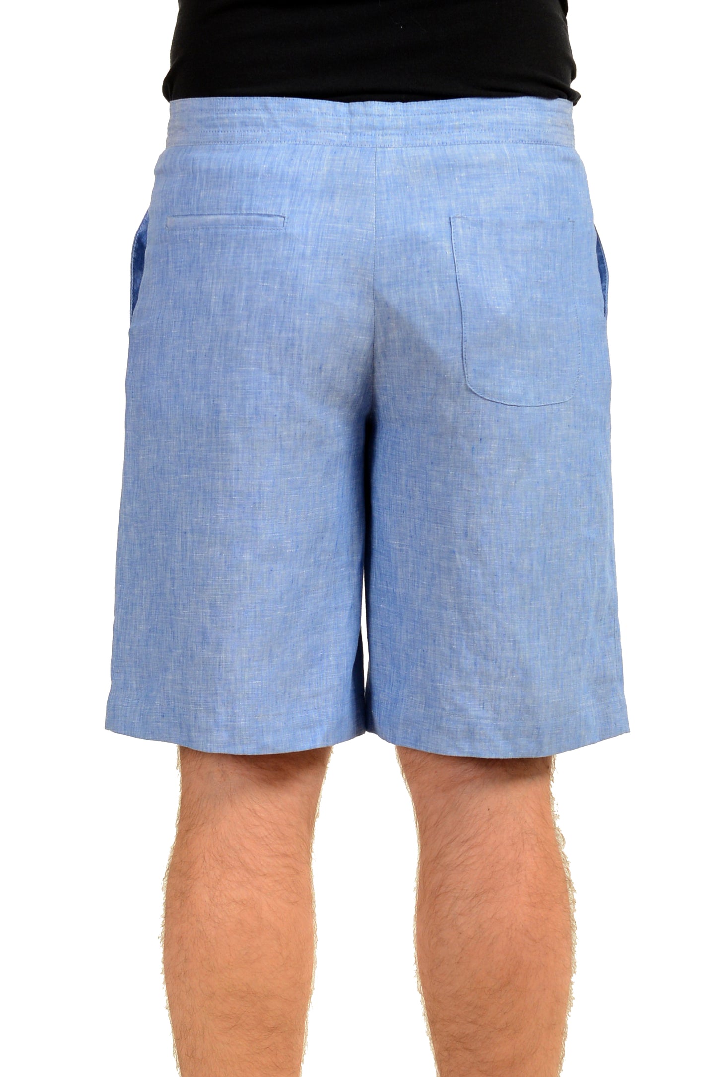 Malo Men's Blue 100% Linen Bermuda Shorts US 32 IT 48
